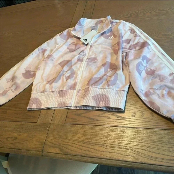 ADIDAS Girls Sz XL Gorgeous Mauve Flower Pattern Track Jacket NWT - Picture 3 of 6